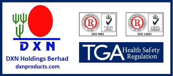 DXN has significant certificates including ISO 9001, ISO 14001 and TGA
