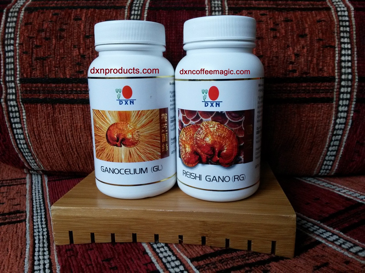 Ganotherapy uses DXN Ganoderma: Reish Gano and Ganocelium capsules